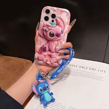 Disney Lilo And Stitch Phone Case : 3D Fluffy Pattern Border Protector Phone Soft Phone Case With A Free Cute Stitch Bracelet Chain Lanyard, Stitch, Lilo, Angel, For Apple 17 Promax 17 Pro 16 15 14 13 12 11 Pro Max XS Max X XR Soft Cover Summer Phone Case - 白色 - 查看 1