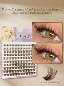120pcs D Curl Cluster False Eyelashes, Brown Natural Fluffy Eyelash Clusters, Reusable Natural Style Eyelash Clusters, Suitable For DIY Eyelash Extensions, Suitable For Daily Wear - D - View 2