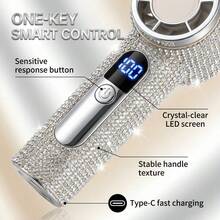 New Turbo High-Speed Handheld Fan, Rhinestone Decor, 100-Speed Wind Adjustment, Essential For Outdoor Travel Activities, Powerful Wind Long Battery Life Portable Mini Fan, 1200mAh - Handheld - View 8