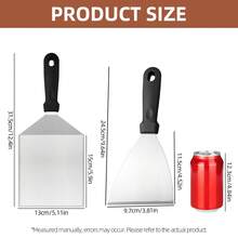 2Pcs Heavy Duty Griddle Turner Set, Comfort Grip Heatproof Handle Stainless Steel Spatula For Burger Pancake And Camping BBQ Grilling - - - View 2