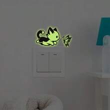 1Pc Glow In The Dark Switch Sticker, Cute Dinosaur & Cat Wall Decal, Luminous Animal Light Switch Cover For Home Bedroom Living Room Decor, Easy To Apply And Remove - Multicolor - View 10