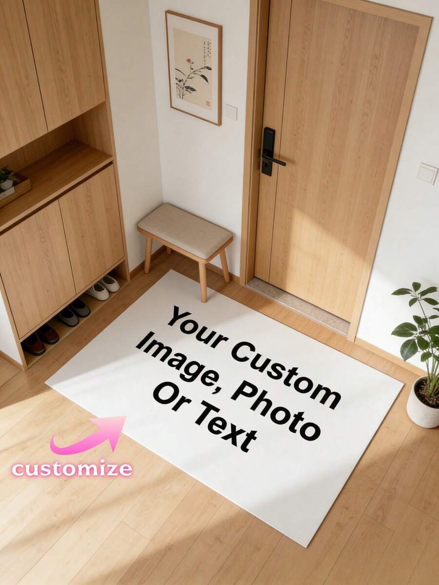 1pc Customized Design Doormat, Personalized Photo Carpet, Upload Your Image Logo Text, Non-Slip Entrance Mat, Indoor/Outdoor Welcome Mat, Home Decor Gift, Housewarming Gift, Suitable For Porch Entrance Kitchen