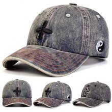 1pc Men's BOSTON Trucker Hat, Personalized Letter Distressed Washed Embroidery Baseball Cap, Streetwear Fashion 5-Panel Cap, Outdoor Sun Protection Casual Hat For Spring, Autumn, Travel, Beach - Multicolor - View 9
