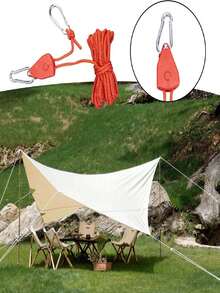 4pcs/Set Outdoor Camping Tent Fixing Tool Kit, Including 1pc Rope, 1pc Pulley Adjuster, 2pcs Hanging Pulley Rope Adjuster, Suitable For Tent Fixing, Drying Clothes, Balcony And More Scenarios, All Season Use - A - View 11