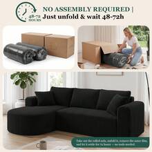 243CM L-Shaped Boneless Corner Sofa, Sectional Modular Sofa With Memory Foam Seating & Wide Armrest Design, Cloud Couches For Living Room, Bedroom - Black - View 5