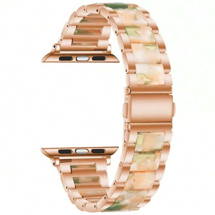 不鏽鋼錶帶（僅錶帶），女款商務手錶錶帶，時尚穿戴配件，適合系列款，情人節禮物 - 杏色 - 查看 1