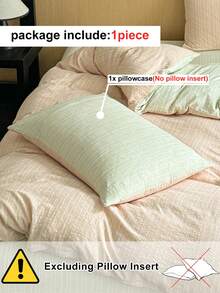 1pc Light Coffee Green Color Block Vertical Stripe Jacquard Cationic Single Pillowcase, Minimalist Fashion Textured Decorative Throw Pillow Cover Bed Pillowcase Suitable For All Seasons, Modern Home Decor, Without Filling - Khaki - View 4