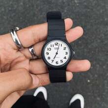 Casio Minimal Number Dial Waterproof Quartz Watch, Soft Resin Strap Casual Daily Unisex Wrist Watch For Student Office Wear MQ-24-7B2 - one-size - View 6