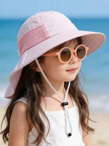 1 Set Baby Sun Protection Hat With Fashion Glasses, Breathable Quick-Dry Beach Daily Sun Hat - Bucket Hat + Glasses - View 5