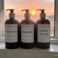 浴室洗髮精分裝瓶 500ml 3件組 護髮素沐浴乳分裝瓶 可重複填充液體瓶 - 矮圓肩 - 查看 4