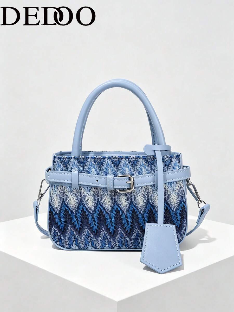 Dedoo Women's Casual Colorblock Textured Versatile Commuter Vintage Small Handbag, Metal Buckle Closure