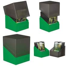 Ultimate Guard Boulder Synergy 100+ Deck Case for 100 Double-Sleeved TCG Cards Secure and Durable Storage for Trading Card Games - Negro/Verde - Ver 1