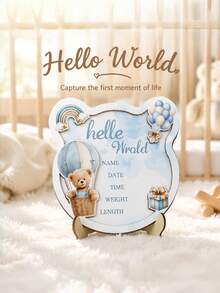 Wooden Baby Birth Announcement Sign Hello World Newborn Birth Announcement Board Baby Name Birth Announcement Sign Newborn Welcome Sign For Hospital Use - Bulletin Board - View 11