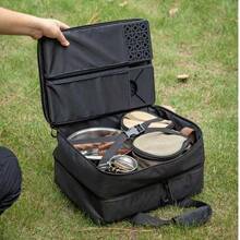 CAMPINGMOON 1pc Black Camping Outdoor Large Capacity Storage Bag, Outdoor IGT Module Collection Board Table Storage Bag, Outdoor Tactical Multi-Pocket Tool Bag, BK-46 - Black - View 2