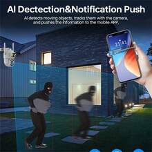 2MP+2MP Dual Lens Outdoor Security Camera, 355° Pan/Tilt 2.4G/5G WiFi Wireless Surveillance Camera, Full Color Night Vision, Motion Detection, Two-Way Audio, Suitable For Street, Garden And Home CCTV Camera - Multicolor - View 4