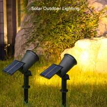 9 LED Solar Spotlight, IP65 Waterproof Outdoor Path Light, Adjustable Brightness Garden Lawn Tree Light, Villa Courtyard Backyard Driveway Patio Landscape Decorative Light - 暖白 - 查看 1