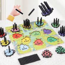 Tablero de clavijas con mariquita de dibujos animados para practicar la correspondencia de números, un juguete matemático preescolar fácil para desarrollar la cognición de los niños como bonitos regalos de cumpleaños - Multicolor - Ver 6