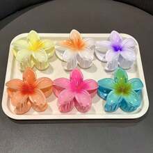 12 piezas de pinzas para el cabello con diseño de margarita en color gelatina brillante, accesorios de peinado minimalista y fresco para la playa de verano, pinzas de garra de moda y belleza, estilo bohemio - Multicolor - Ver 2