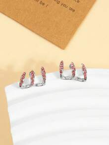 1 Pair Trident Curved Earrings, Shiny Luxury Design, Hypoallergenic, Perfect For Daily Wear, Music Festivals And Gifts - Multicolor - View 5