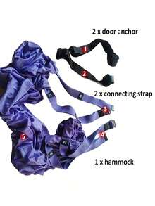 1pc - Multi-Color Yoga Stretching Band, Suitable For Back, Waist And Leg Exercises And Backbend Training. Equipped With Door Anchor And Adjustable Height, Made Of High-Strength Wide Polyester. Perfect For Flexibility Training. - Multicolor - View 4