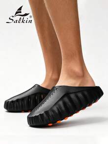 Salkin Designer Mind001 男士 Message 拖鞋 黑色 22 個避震節點 厚底拖鞋 男士用 提升並調整賽前狀態 適合運動員賽前或賽後訓練鞋 男士休閒鞋 舒適鞋款 街頭與居家時尚 日常涼鞋 夏季度假風 海灘拖鞋 - 黑色 - 查看 9