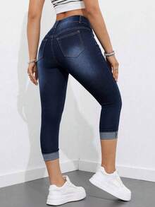 GGRT   Vaqueros informales de ajuste delgado lavados en denim - Albaricoque - Ver 3