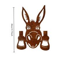 Rusted Metal Donkey Head Garden Stake/Fun Farm Animal Wall Decor For Outdoor Rustic Style (Suitable For Yard, Fence, Patio And Lawn)/Rusted Metal Donkey Garden Stake/Rustic Farm Animal Fence Decoration - C - View 10