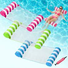 1pc Inflatable Water Hammock Foldable Pool Float Chair, Adult Double Tube Swimming Raft, Suitable For Beach Lake Pool Party, Summer Water Recreation, Sunbathing Relaxation, Portable Floating Bed, Holiday Resort Outdoor Entertainment Pool Hammock Chair - Multicolor - View 4