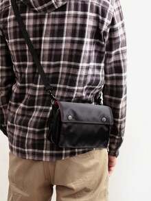 New Men's Niche Casual Minimalist Waterproof Shoulder Bag, A High-End Multi-Functional Men's Waist Bag Perfect For Commuting, Travel, And Vacation. - Black - View 4