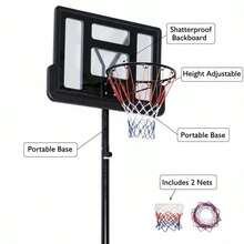 [Free Shipping] Height Adjustable Portable Shatterproof Backboard Basketball Hoop With 2 Nets-XY571859 - FXCUJSY0XKZDA0 - View 2