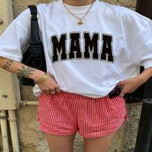 Heartfelt Daily Casual Graphic T-Shirt 100% Cotton Oversized Soft Breathable Casual Crewneck Short Sleeve Top Red Checkered Shorts Street Style Cute Fashion Lovers Casual Wearers Daily Outfit Enthusiasts Gift Givers - 白色 - 查看 18
