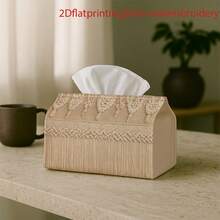 1pc 2D Flat Printed Non-Embroidered Bohemian Style Macrame Fabric Napkin Holder - Tassel Neutral Design, Paper Napkin Box, Kitchen And Dining Room Multi-Functional, Durable Fabric Napkin Storage - Multicolor - View 2
