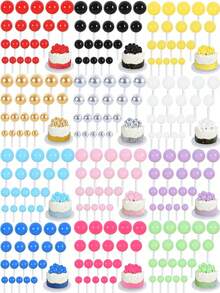 20pcs Foam Ball Cake Decorations, 4 Sizes And Multiple Colors Available, Suitable For Birthday, Wedding, Bachelorette Party, Baptism, Gender Reveal, Retirement Party, Theme Party Cake Decoration, Mini Pearl Balls, Various Cake DIY Scenarios (Handmade May Have Flaws, Please Use With White Sticks) - Multicolor - View 1