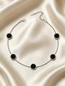 MONALLY Men's Stainless Steel Classic Green & Black Round Dial Anklet, Waterproof Ankle Chain, Men's Daily Beach Jewelry, Birthday Gift - Anklet - View 4