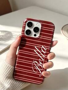 1pc Customized Phone Case, Multiple Colors Available, Suitable For Name Engraving Anniversary Customization, Includes Matte Film Shell, Full Coverage Hard Shell Base 2-In-1 Phone Case Custom Signature - Minimalist Style, Suitable For IPhone 17Pro Max, 17e, Air, 16, 15, 14, 13, 12, 11, PRO Max, Suitable As A Gift For Friends - Burgundy - View 6