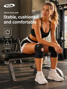 GOLOVEJOY 1pc Sports Knee Support Pad, Adjustable Elastic Knee Pad With Open Patella Design For Gym, Running & Fitness Training - Black - View 4