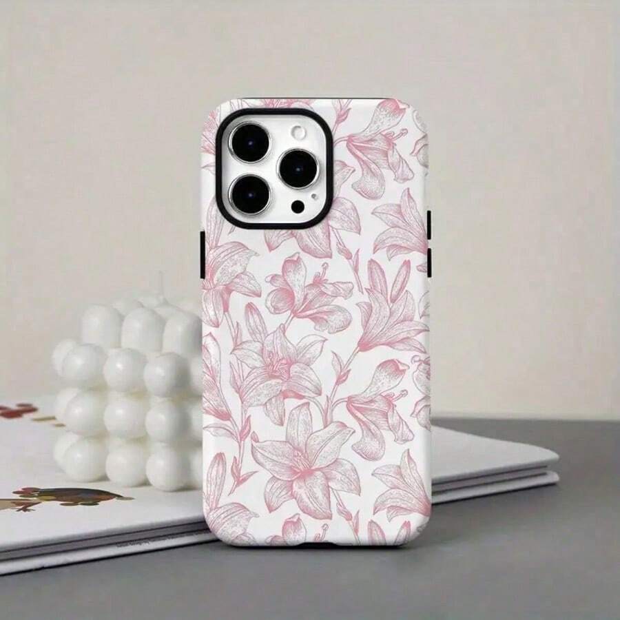 Una elegante funda para teléfono que no incluye cordón ni soporte Shockproof Flower Elements Fashion Matisse Floral Art Orange Flower Pattern Phone Compatible With 17 16 15 14 13 12 11 Pro Spring - Rosa - Ver 1
