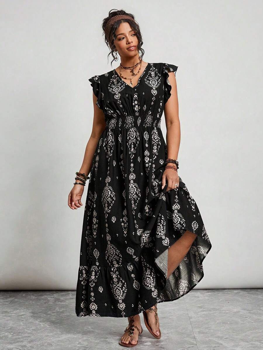 Vestido vintage de lunares de talla marrón, vestido de San Valentín, cumpleaños, atuendos de San Valentín para mujeres,, cumpleaños, salida, vestidos elegantes para mujeres, va - Multicolor 3 - Ver 1