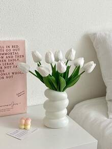 Tulip Artificial Flowers Home Decor Ornaments Faux Flowers INS Style Living Room Bedroom Decoration Fake Flowers Suitable For Home Decor Wedding Decor Holiday Decor - Pure White - View 5