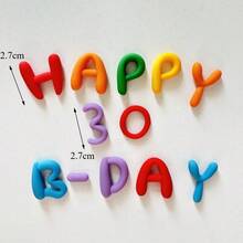 Ins馬卡龍色系柔軟矽膠生日字母蛋糕插牌，可愛多彩字母蛋糕裝飾插片，馬卡龍多色英文字母，嬰兒30天/100天/1歲生日蛋糕裝飾 - 彩色 - 查看 19