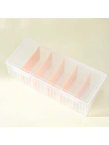 1pc 6-Compartment Transparent Plastic Storage Container With Flip Lid Design, Suitable For Storing Business Cards, Game Cards, Craft Supplies And Small Parts, Durable Divided Practical Box, Ideal For Office Desk And Tool Room Use - Multicolor - View 2