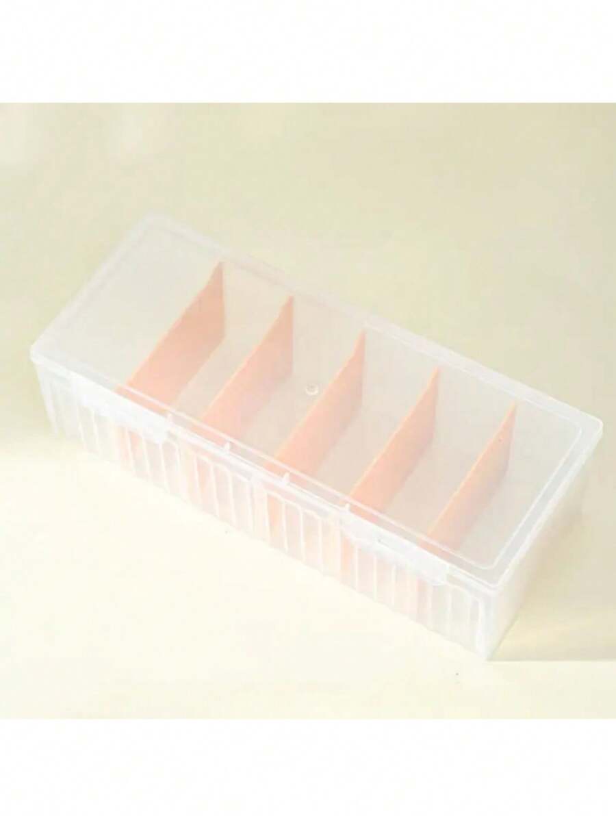 1pc 6-Compartment Transparent Plastic Storage Container With Flip Lid Design, Suitable For Storing Business Cards, Game Cards, Craft Supplies And Small Parts, Durable Divided Practical Box, Ideal For Office Desk And Tool Room Use