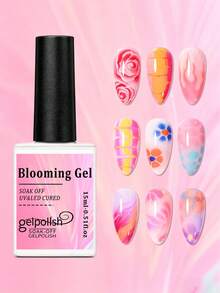 15ml Transparent UV LED Tie Dye Gel Nail Polish, Diffuse Effect, Marble Natural Stone Texture Watercolor Floral Print, No-Removal DIY Nail Art Design, Women's Nail Art Gift - 無色 - 查看 2