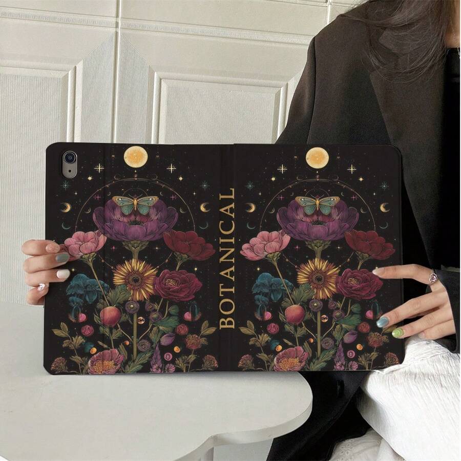1件復古花卉印花平板保護殼-多角度支架保護套附筆槽,相容 iPad 10代 10.9吋 2022 智慧保護殼/Air 13(M3 2025)/11(A16 2025)/Galaxy Tab S10+/S9/A9,相容 Oppo Pad、 Matepad、Vivo Pad、Honor Pad、Xiaoxin Pad - 彩色 - 查看 1