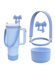 3pcs Water Bottle Accessories Set: Silicone Bottom Sleeve, Silicone Straw Lid, Bow Straw Lid, Suitable For Decorating 30/40oz Cups, 20/30oz Cups And 16oz Ice-Flow Bottles, Anti-Slip Shiny Protective Bottom Cover, Durable Thick Silicone Material Offers Better Protection Than Flat Thin Cup Sleeves - Multicolor - View 15