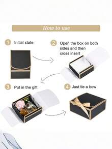1/5/10PCS Black And Gold Lid Gift Boxes With Ribbon Tie Elegant Decorative Sturdy Cardboard Present Favor Storage Container Box Set For Wedding Birthday Valentine Day Anniversary Party Celebration Home Decor Craft - Black Gold - View 10