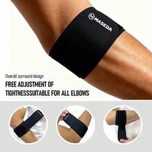 1pc Adjustable Elbow Support Strap, Unisex Tennis Elbow Compression Band, Provides Elbow Support - Black - View 5