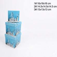 16x16x16cm 天藍色樹脂方形 3 件組禮品套裝，居家裝飾收納盒，派對伴手禮，紀念品容器 - 藍色 - 查看 3