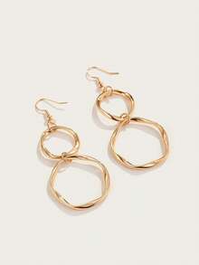 Altistry 1 Pair Creative Twisted Infinity Loop Dangle Earrings With Long Ring Pendant, Suitable For Women's Daily Wear - Gold - View 2