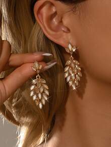 1 par de pendientes de cristal brillantes y de moda para la Sra. Ye Zixin, un pendiente de joyería de lujo adecuado para vestidos de noche de alta gama y bodas. - Plata 585-1 - Ver 5